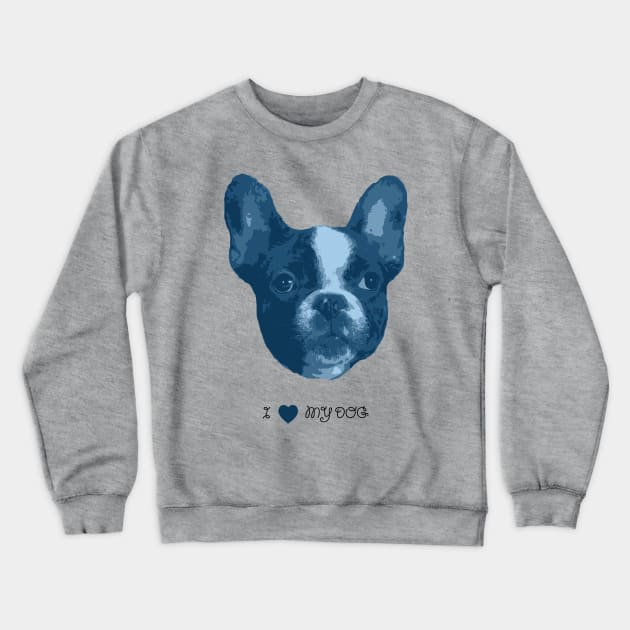 Dogs - French bulldog blue Crewneck Sweatshirt by PrintablesPassions